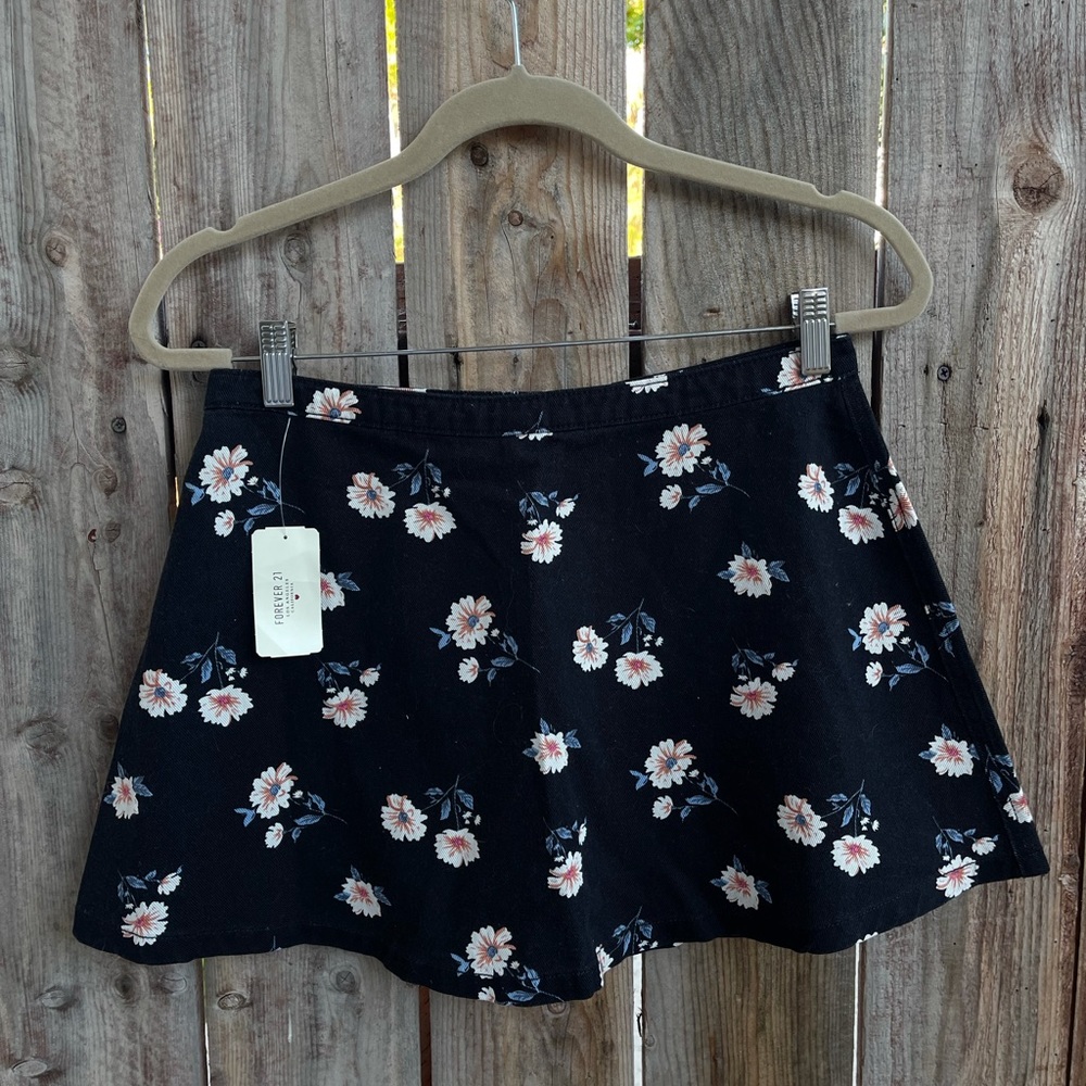 Forever 21 Floral Denim Mini Skirt size 28